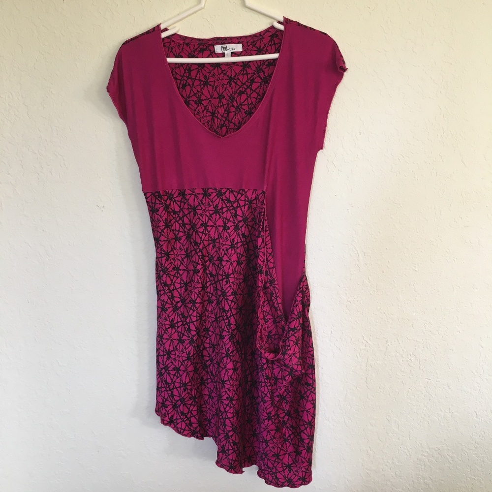 My Tribe women's maroon silk long top. Size L.